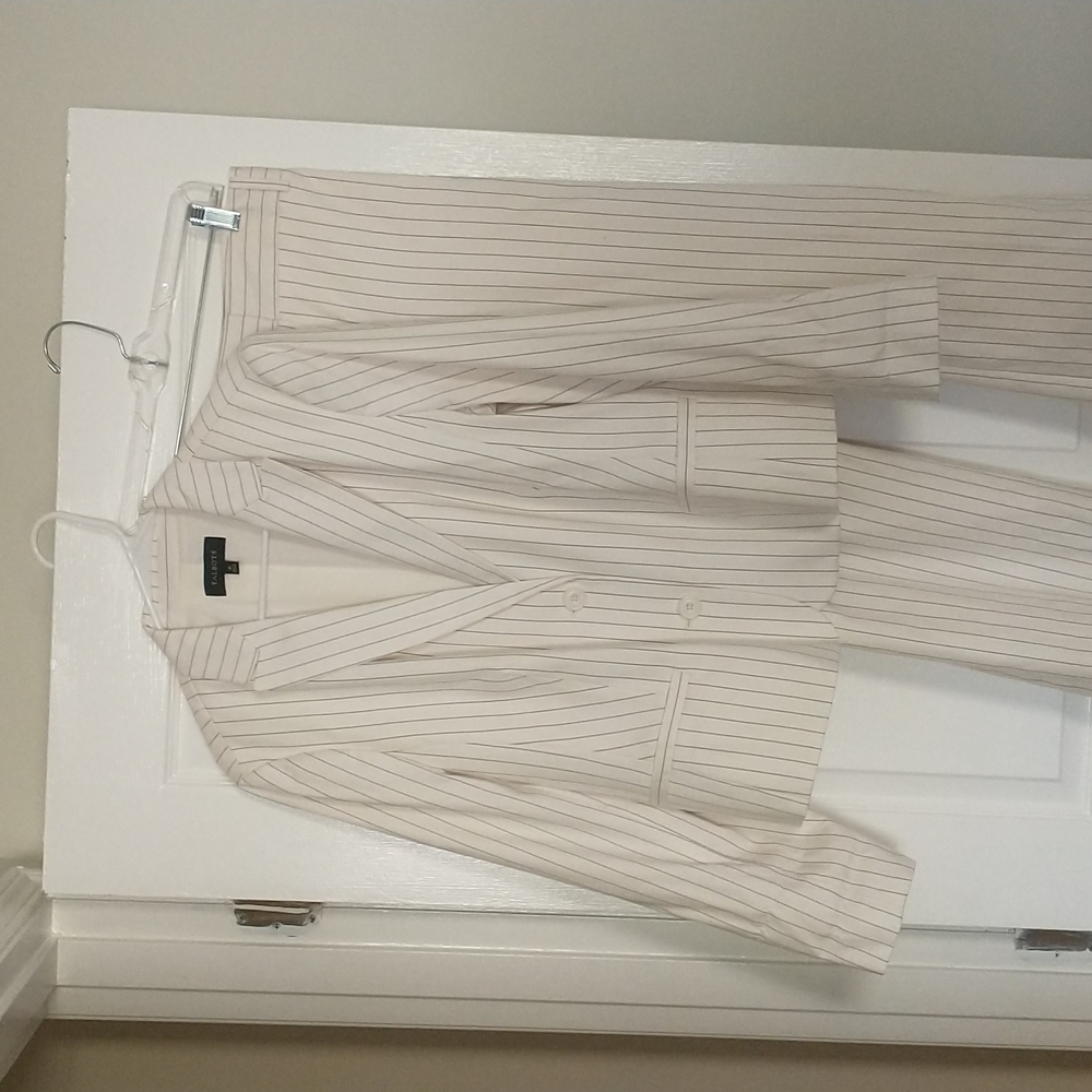 Talbot's Cream and Black Pinstriped Suit, Sz 16